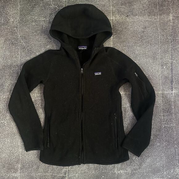 Women's Patagonia Black Better Sweater Hoody Fleece Zip Up Hooded Jacket Sz S - Picture 1 of 3